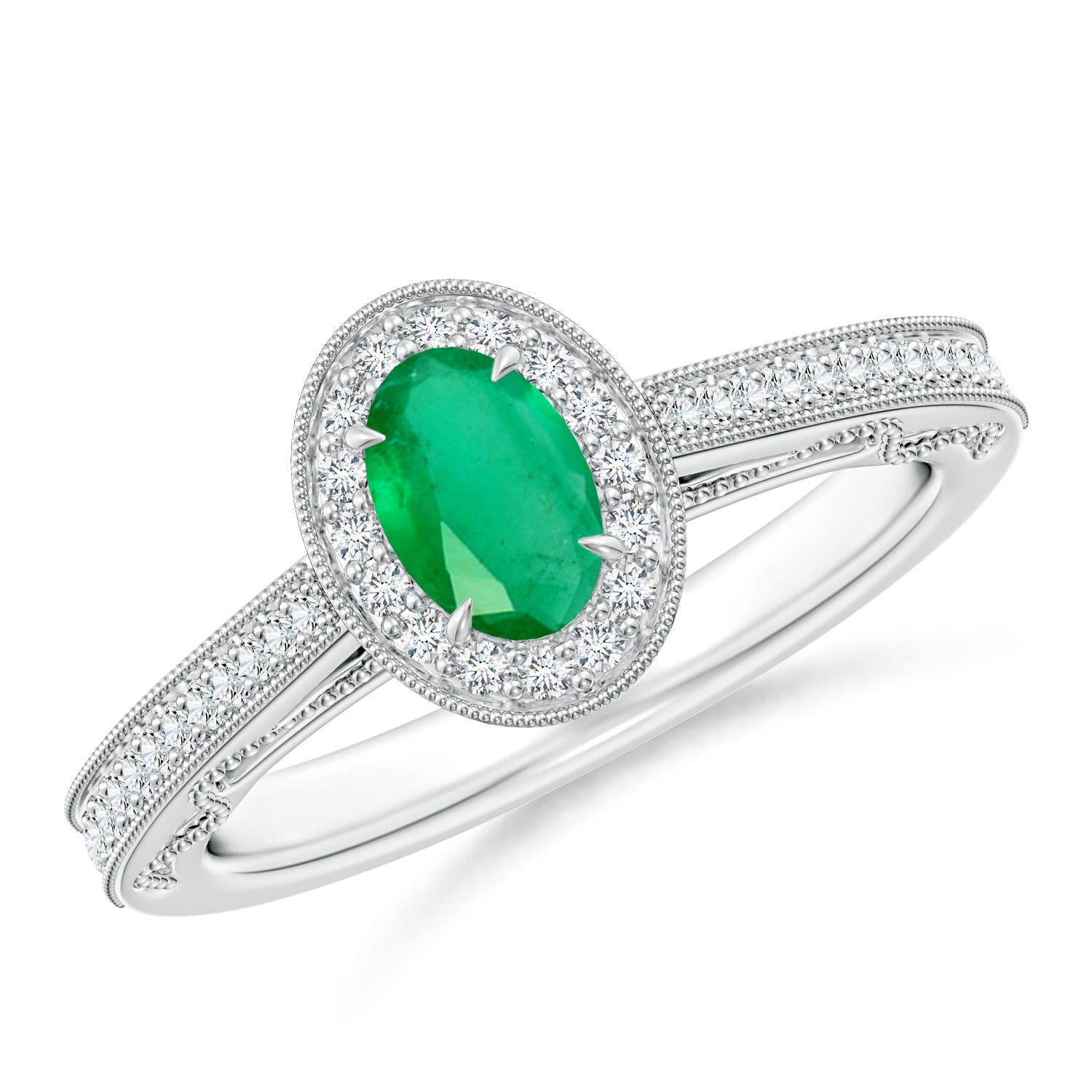 A - Emerald / 0.61 CT / 14 KT White Gold