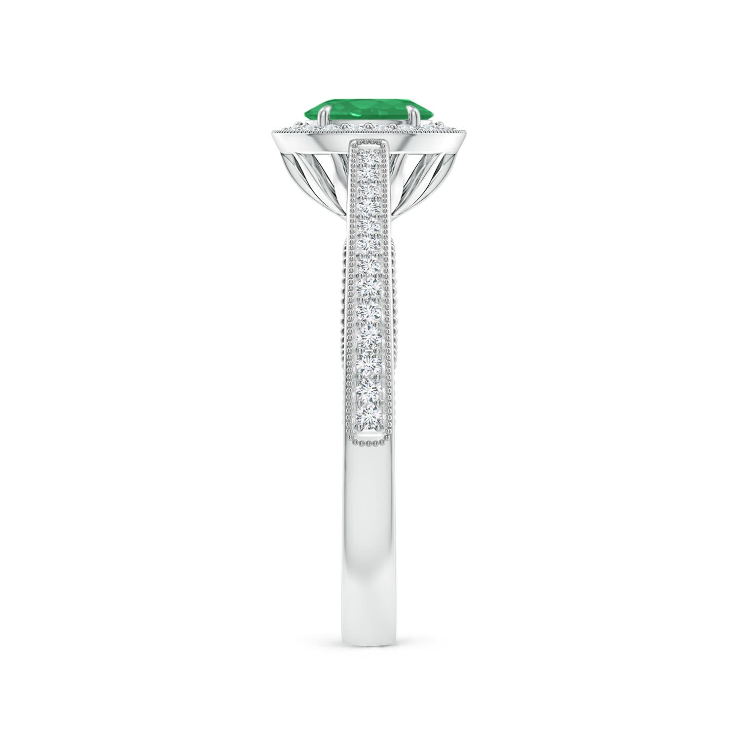 A - Emerald / 0.61 CT / 14 KT White Gold