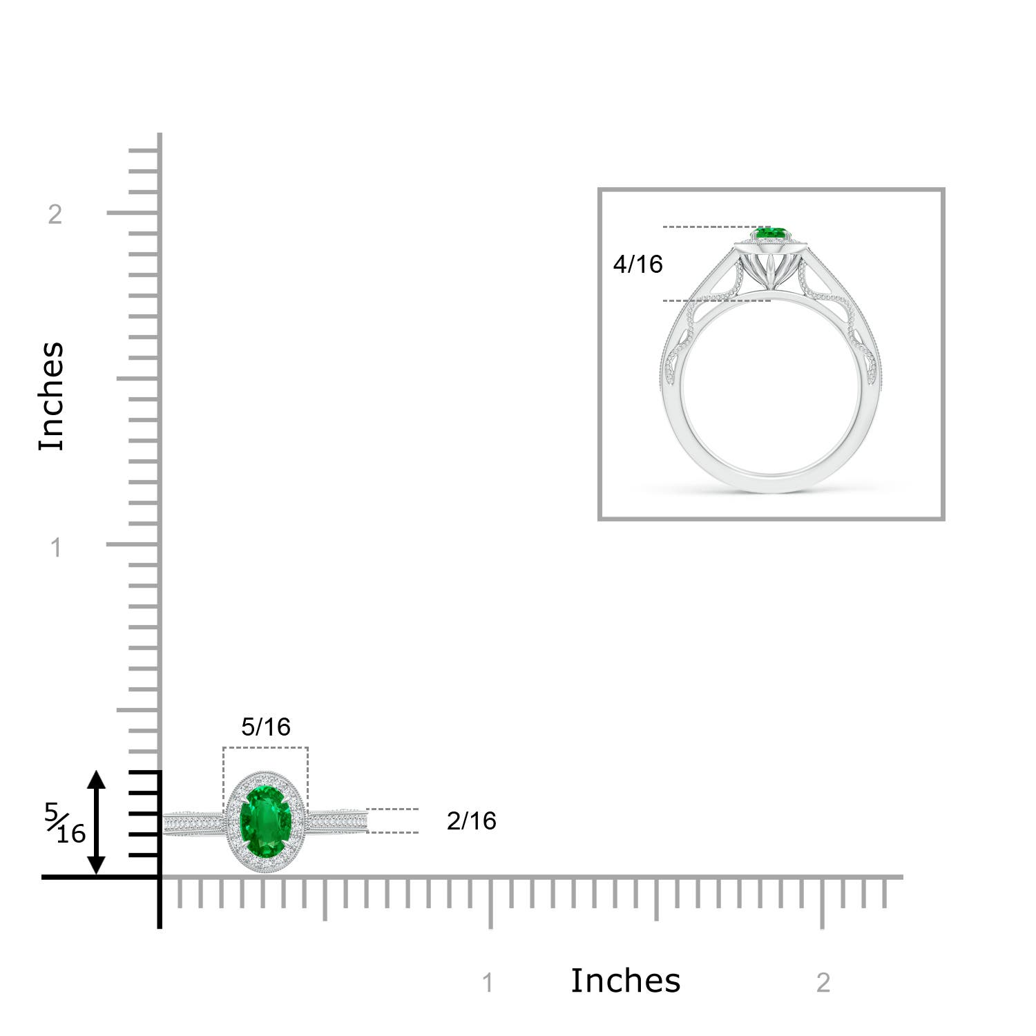 AAAA - Emerald / 0.61 CT / 14 KT White Gold