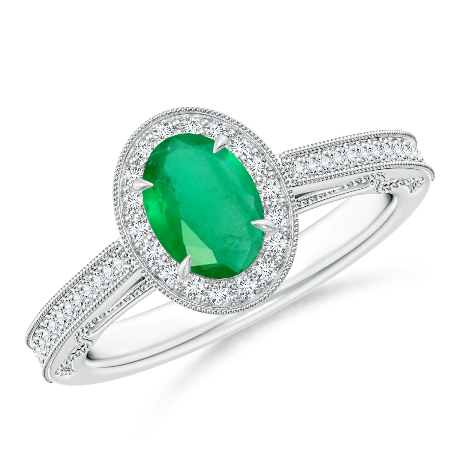 A - Emerald / 0.9 CT / 14 KT White Gold