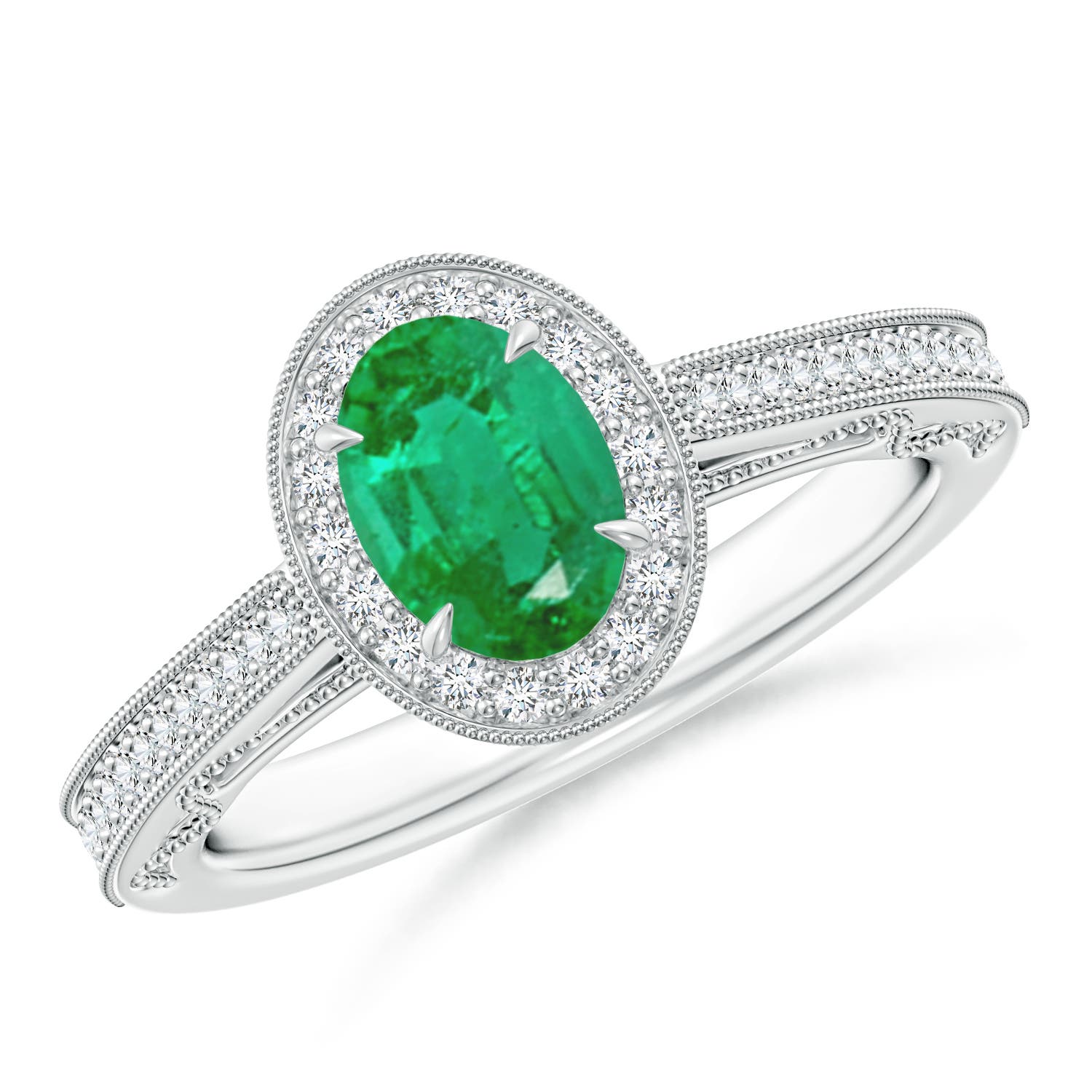 AA - Emerald / 0.9 CT / 14 KT White Gold