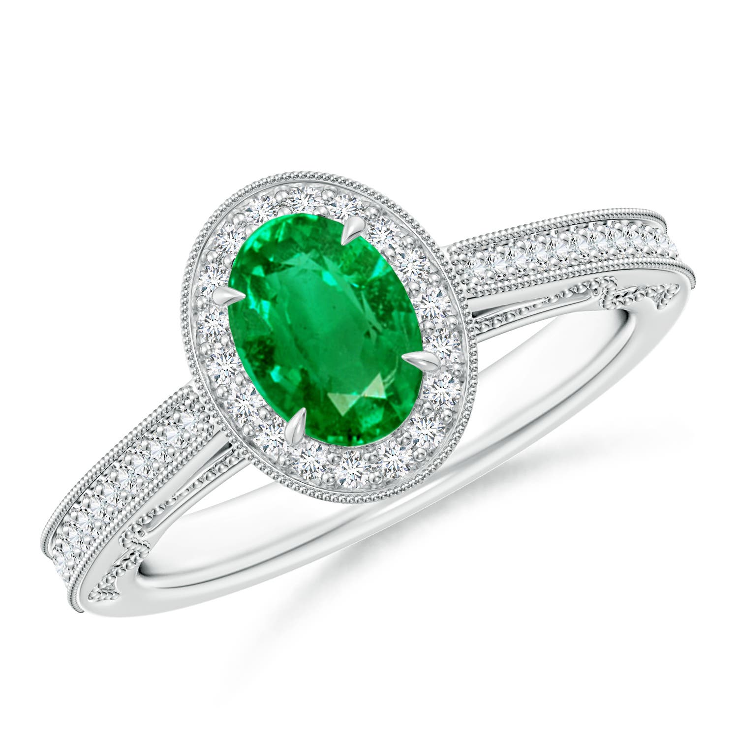 AAA - Emerald / 0.9 CT / 14 KT White Gold