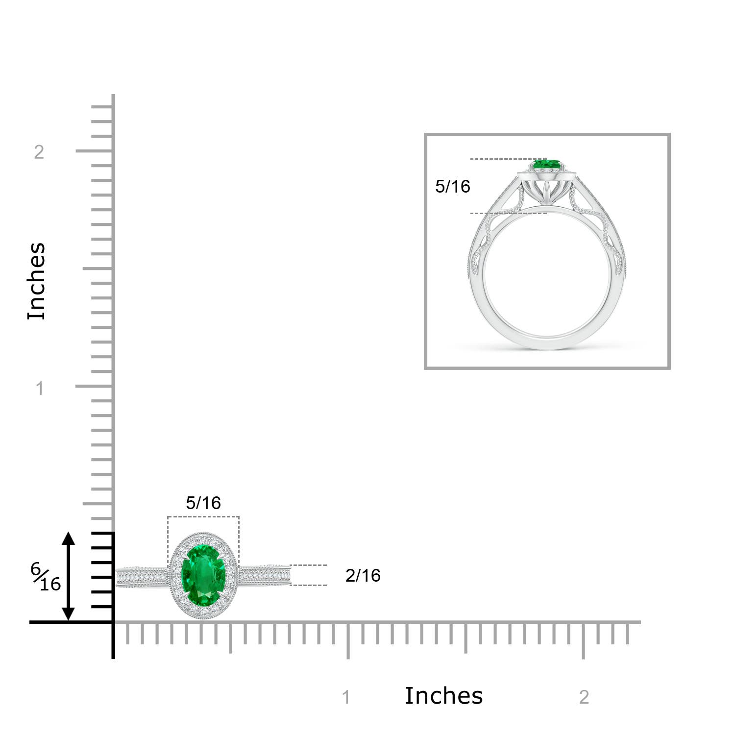 AAA - Emerald / 0.9 CT / 14 KT White Gold