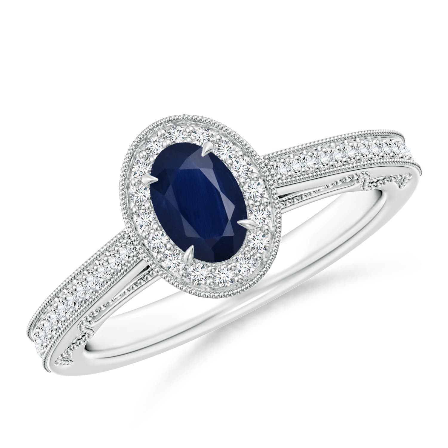 A - Blue Sapphire / 0.81 CT / 14 KT White Gold