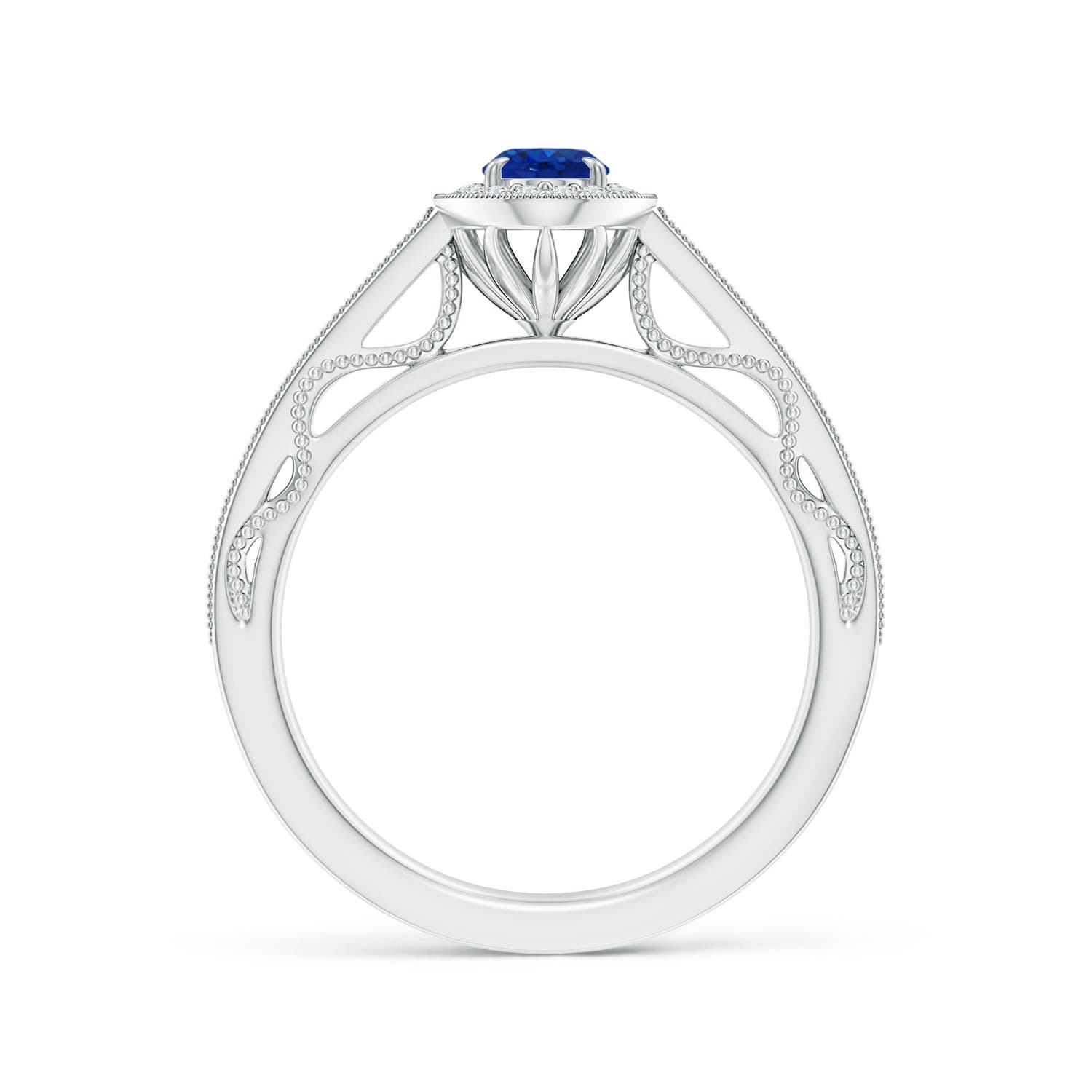 AAA - Blue Sapphire / 0.81 CT / 14 KT White Gold