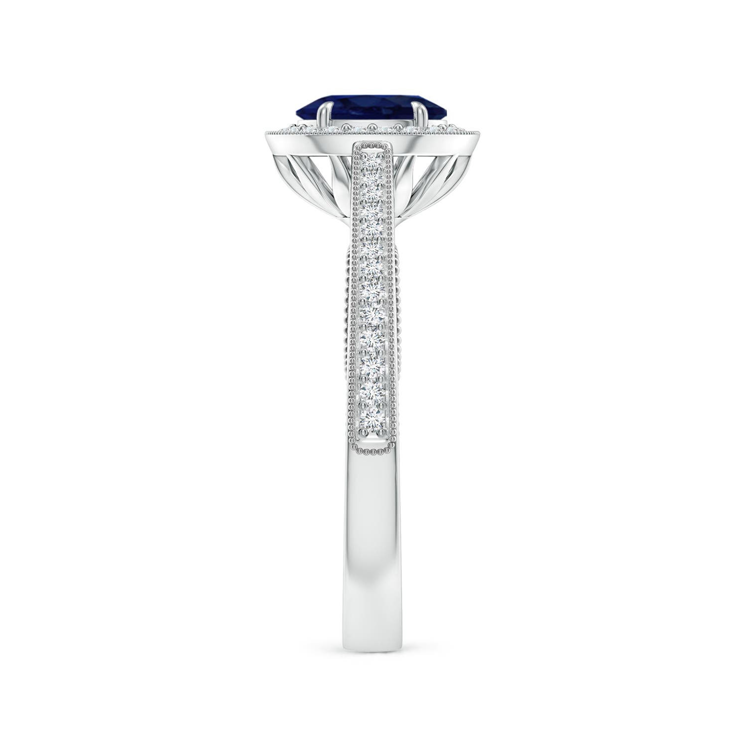 A - Blue Sapphire / 1.09 CT / 14 KT White Gold