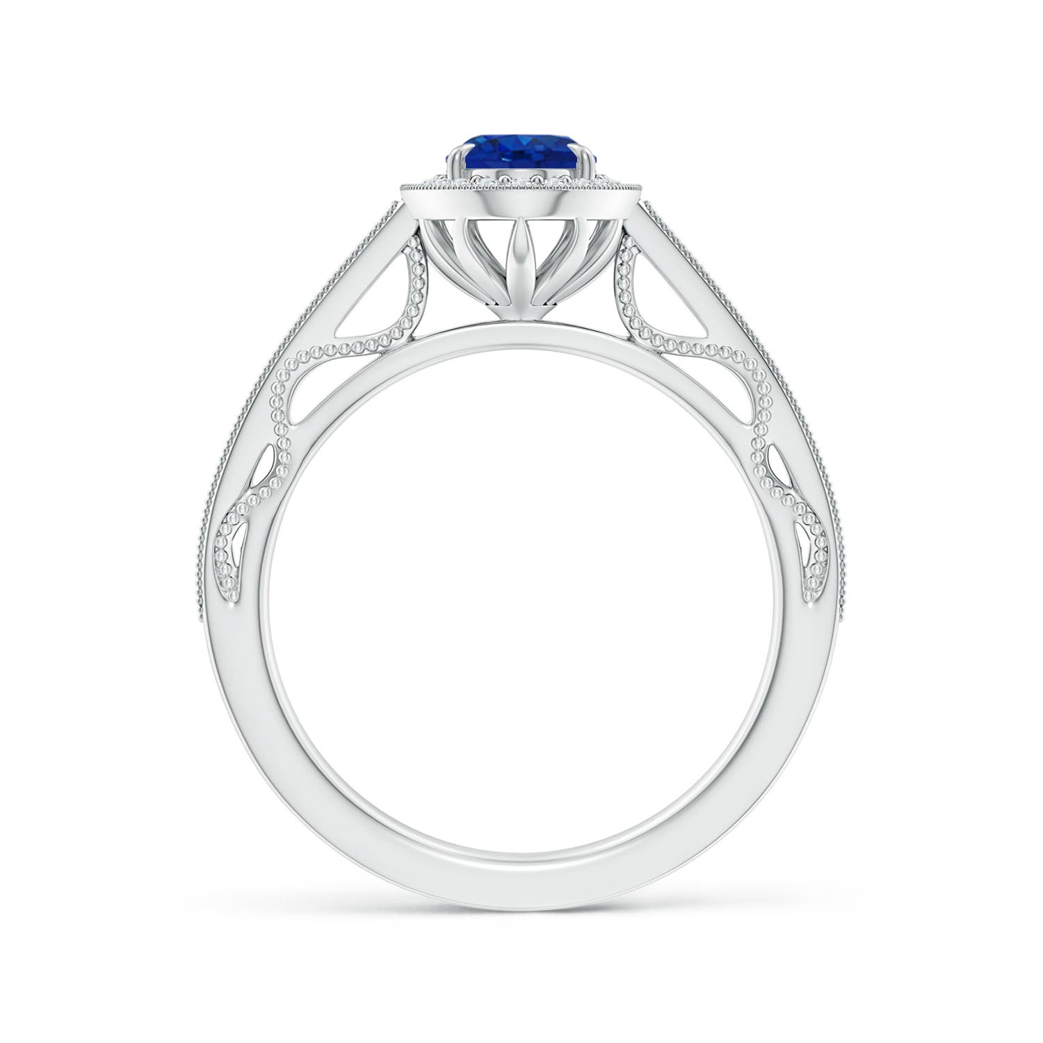 AAA - Blue Sapphire / 1.09 CT / 14 KT White Gold