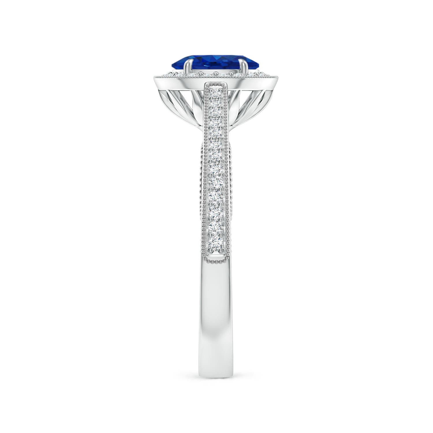 AAA - Blue Sapphire / 1.09 CT / 14 KT White Gold