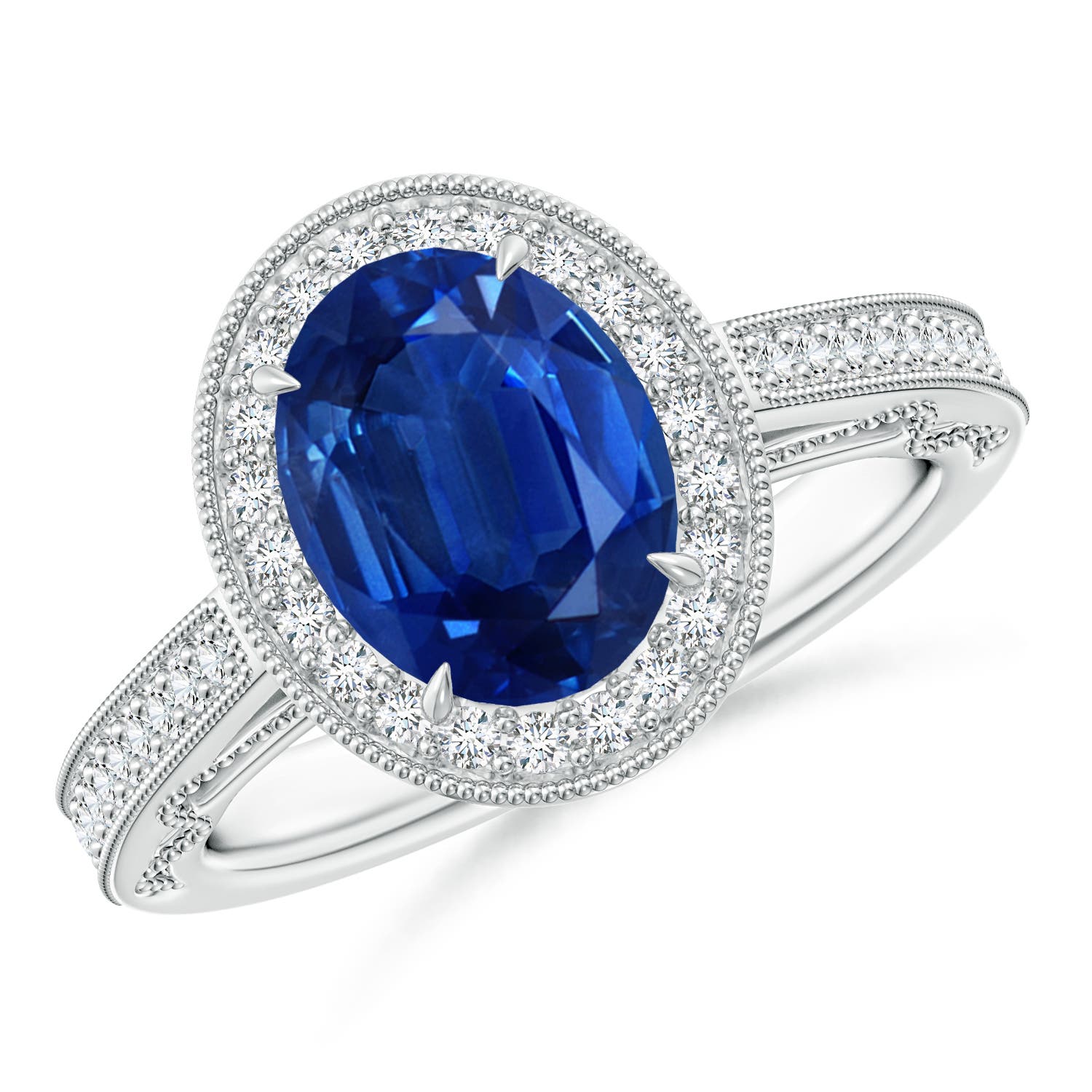 AAA - Blue Sapphire / 2.33 CT / 14 KT White Gold