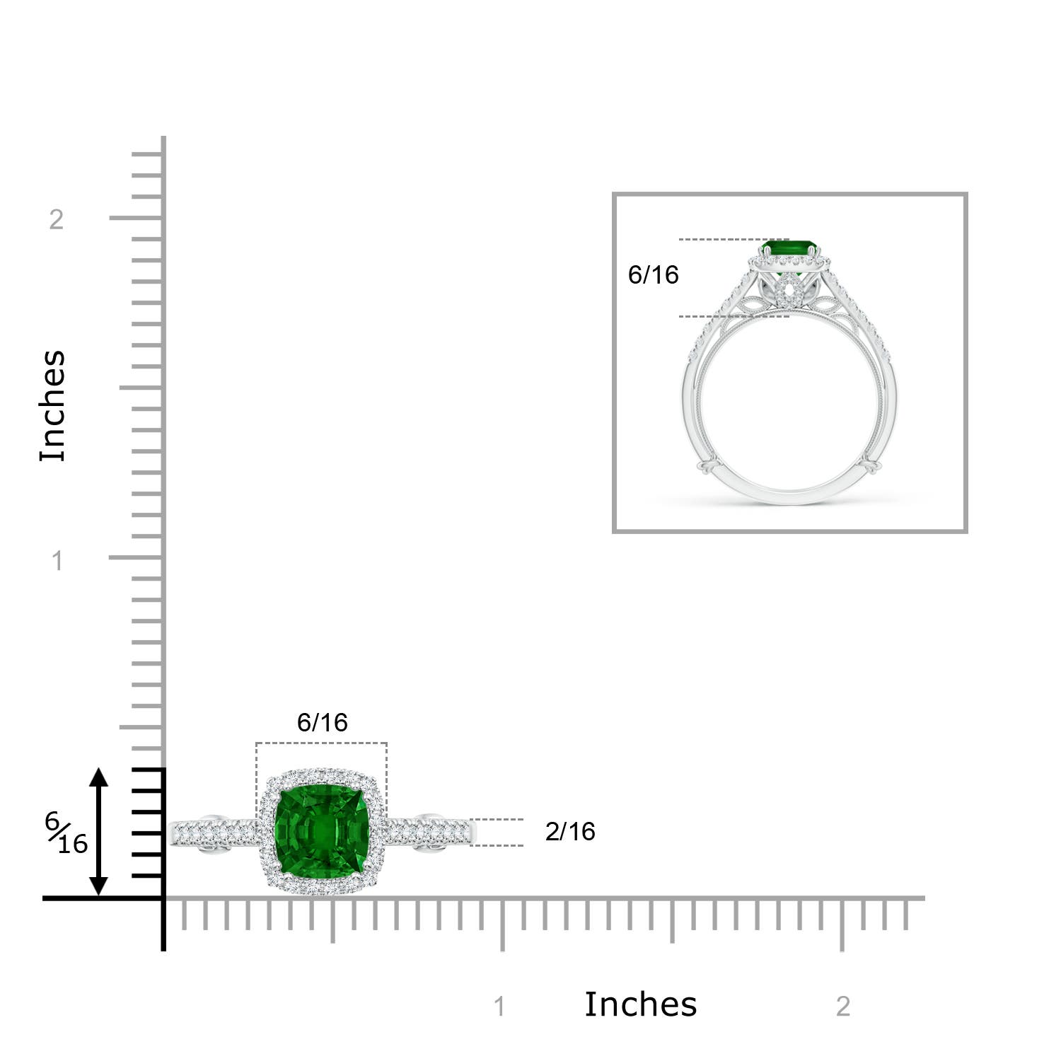 AAAA - Emerald / 1.2 CT / 14 KT White Gold