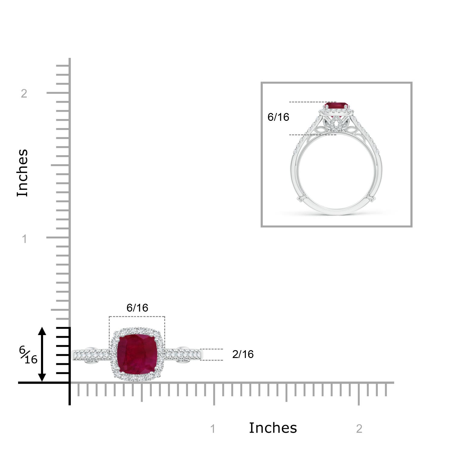 A - Ruby / 1.3 CT / 14 KT White Gold