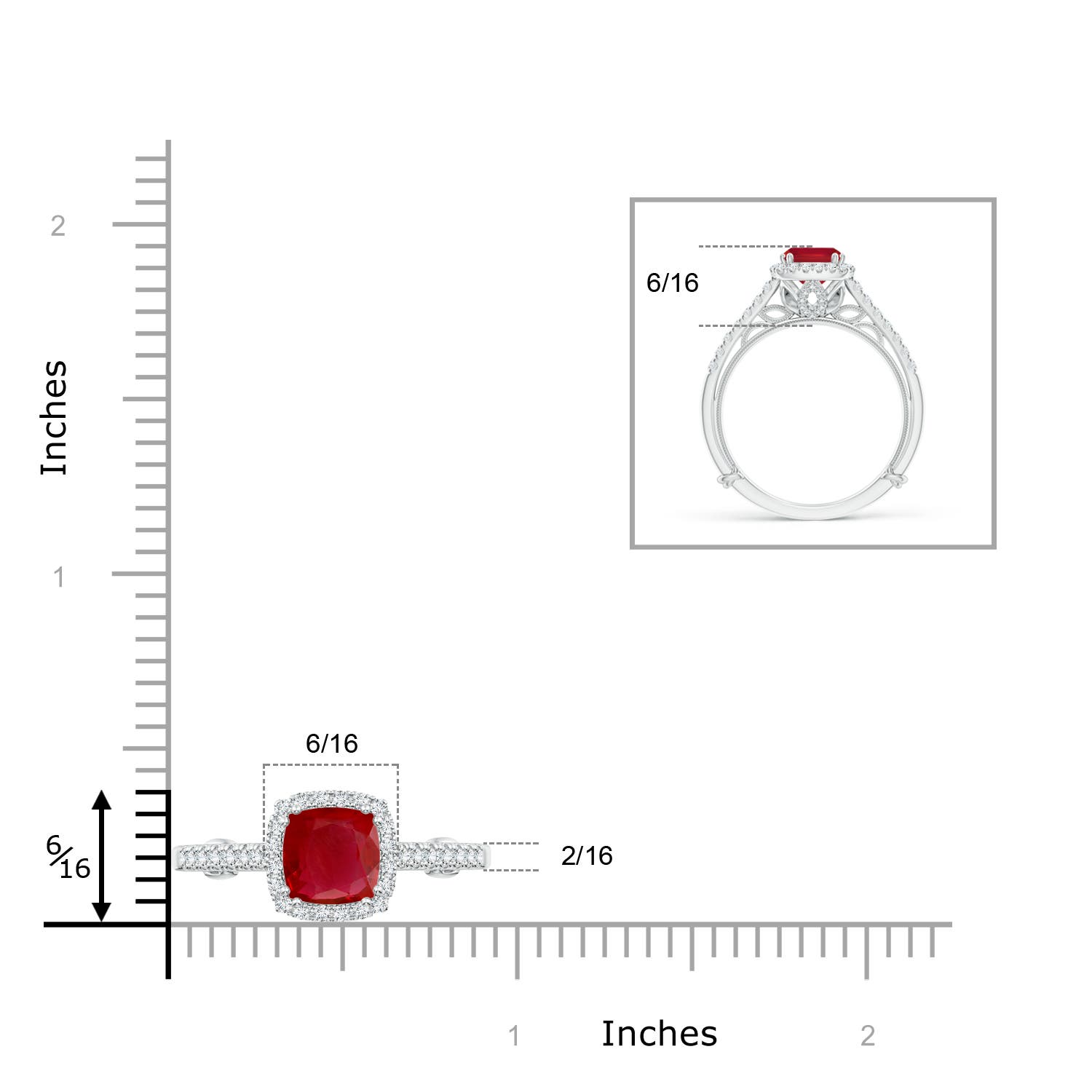 AA - Ruby / 1.3 CT / 14 KT White Gold