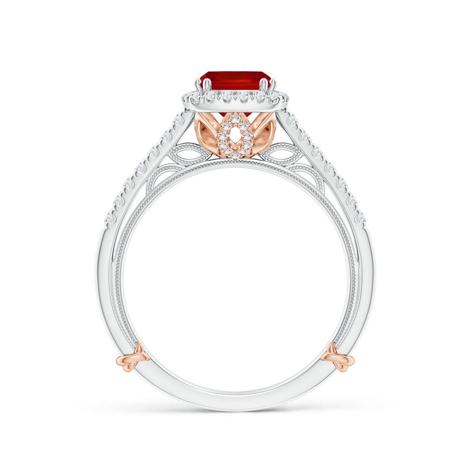 6mm AAA Vintage Inspired Ruby & Diamond Halo Ring with Filigree in White Gold Rose Gold side-1