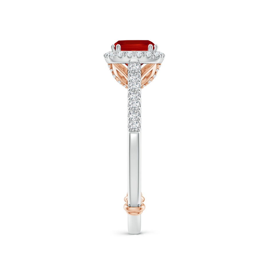 6mm AAA Vintage Inspired Ruby & Diamond Halo Ring with Filigree in White Gold Rose Gold side-2