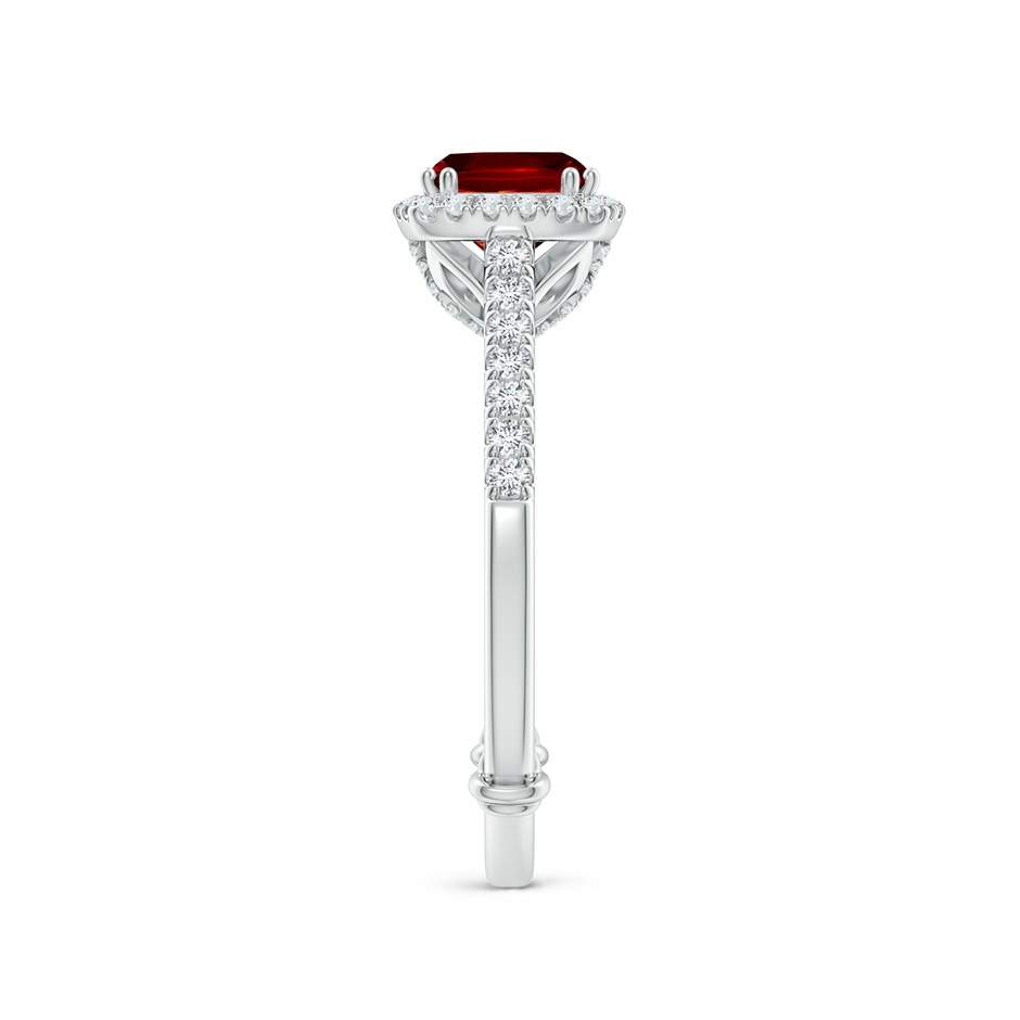 6mm Lab-Grown Vintage Inspired Ruby & Diamond Halo Ring with Filigree in White Gold side-2