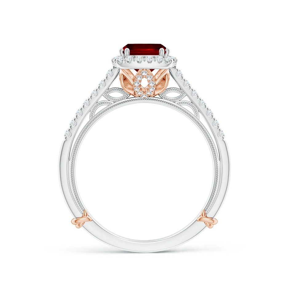 6mm Lab-Grown Vintage Inspired Ruby & Diamond Halo Ring with Filigree in White Gold Rose Gold side-1