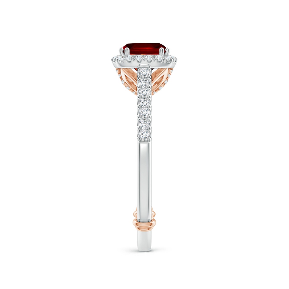 6mm Lab-Grown Vintage Inspired Ruby & Diamond Halo Ring with Filigree in White Gold Rose Gold side-2