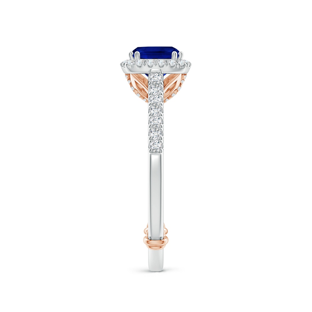 6mm AAAA Vintage Inspired Sapphire & Diamond Halo Ring with Filigree in White Gold Rose Gold Side-2