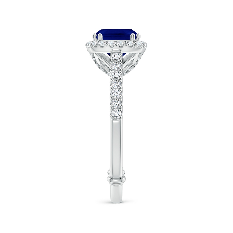 7mm AAA Vintage Inspired Sapphire & Diamond Halo Ring with Filigree in White Gold side-2