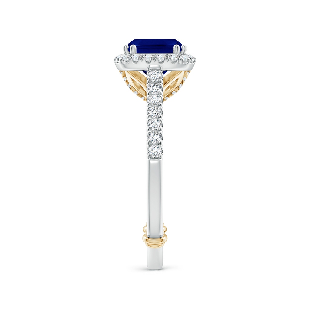 7mm AAA Vintage Inspired Sapphire & Diamond Halo Ring with Filigree in White Gold Yellow Gold Side-2