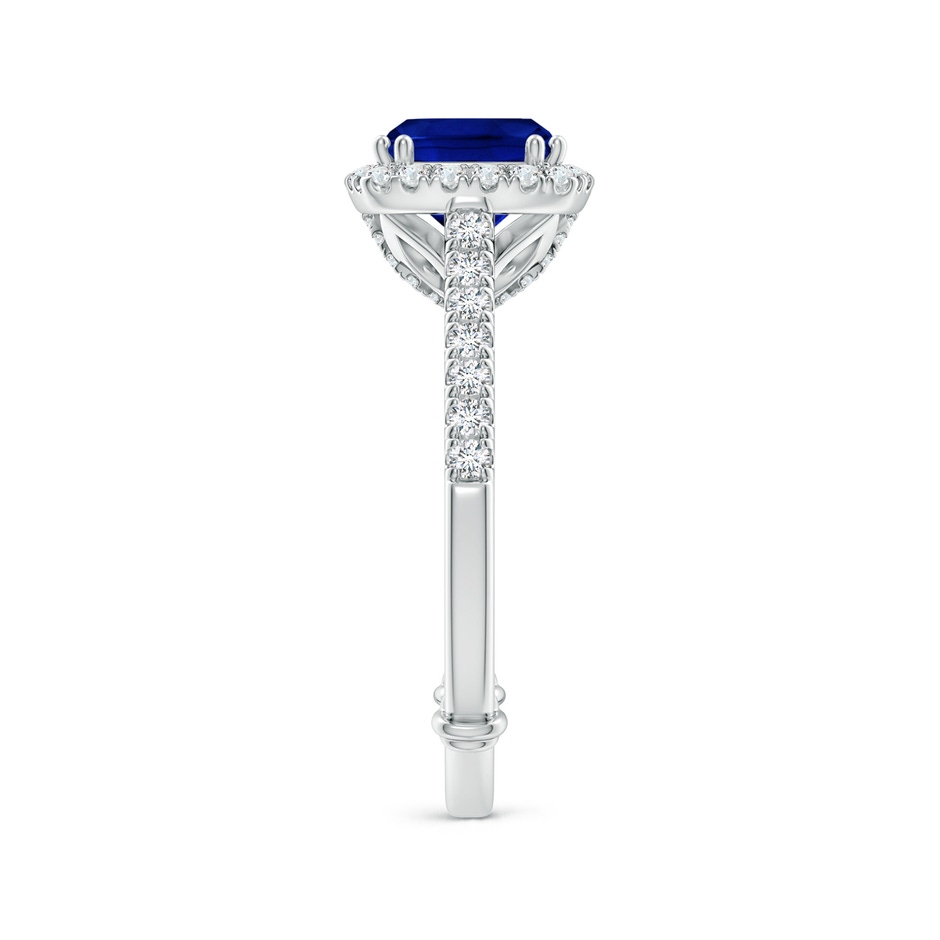 7mm Lab-Grown Vintage Inspired Sapphire & Diamond Halo Ring with Filigree in White Gold side-2