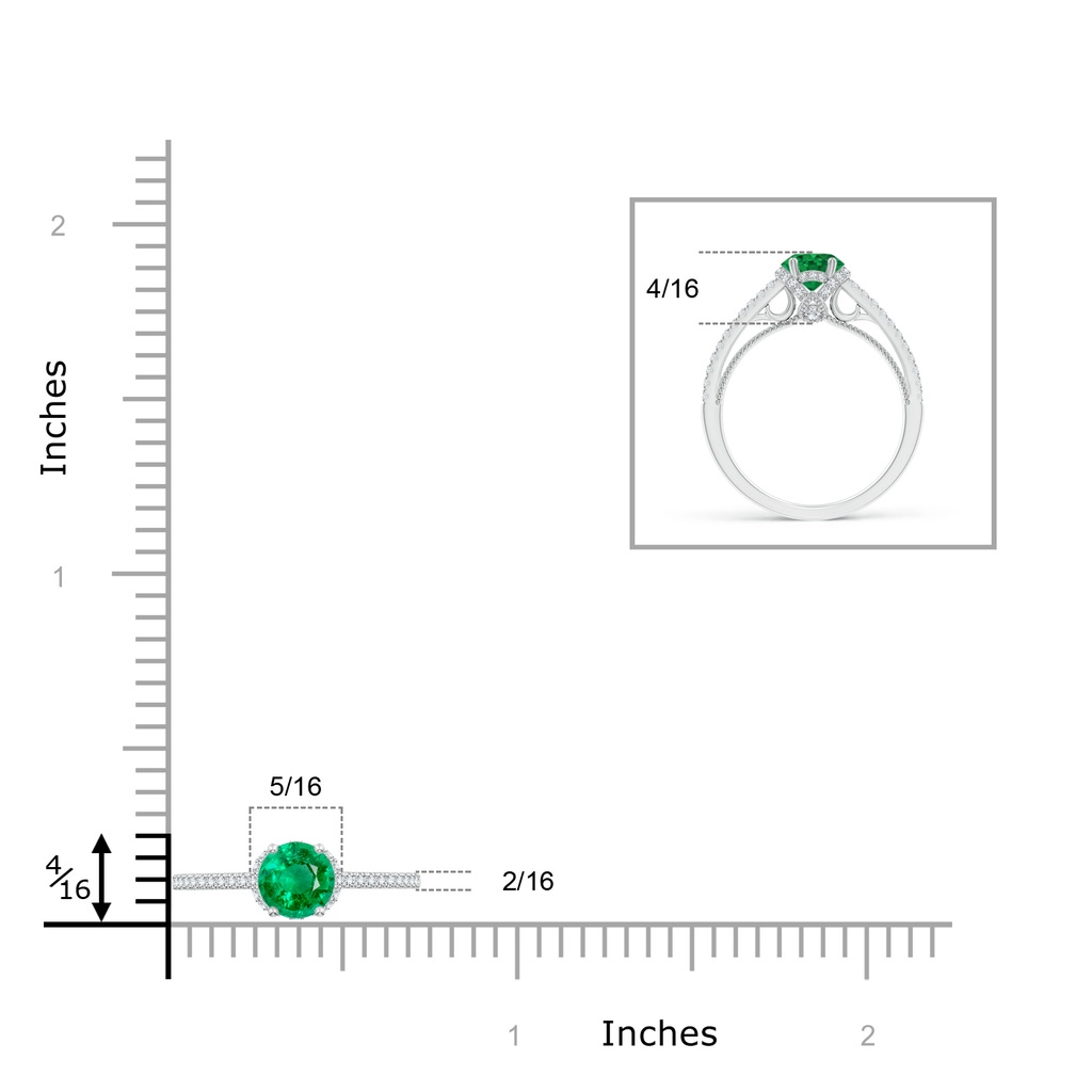 6mm AAA Vintage Inspired Round Emerald & Diamond Filigree Ring in White Gold Product Image