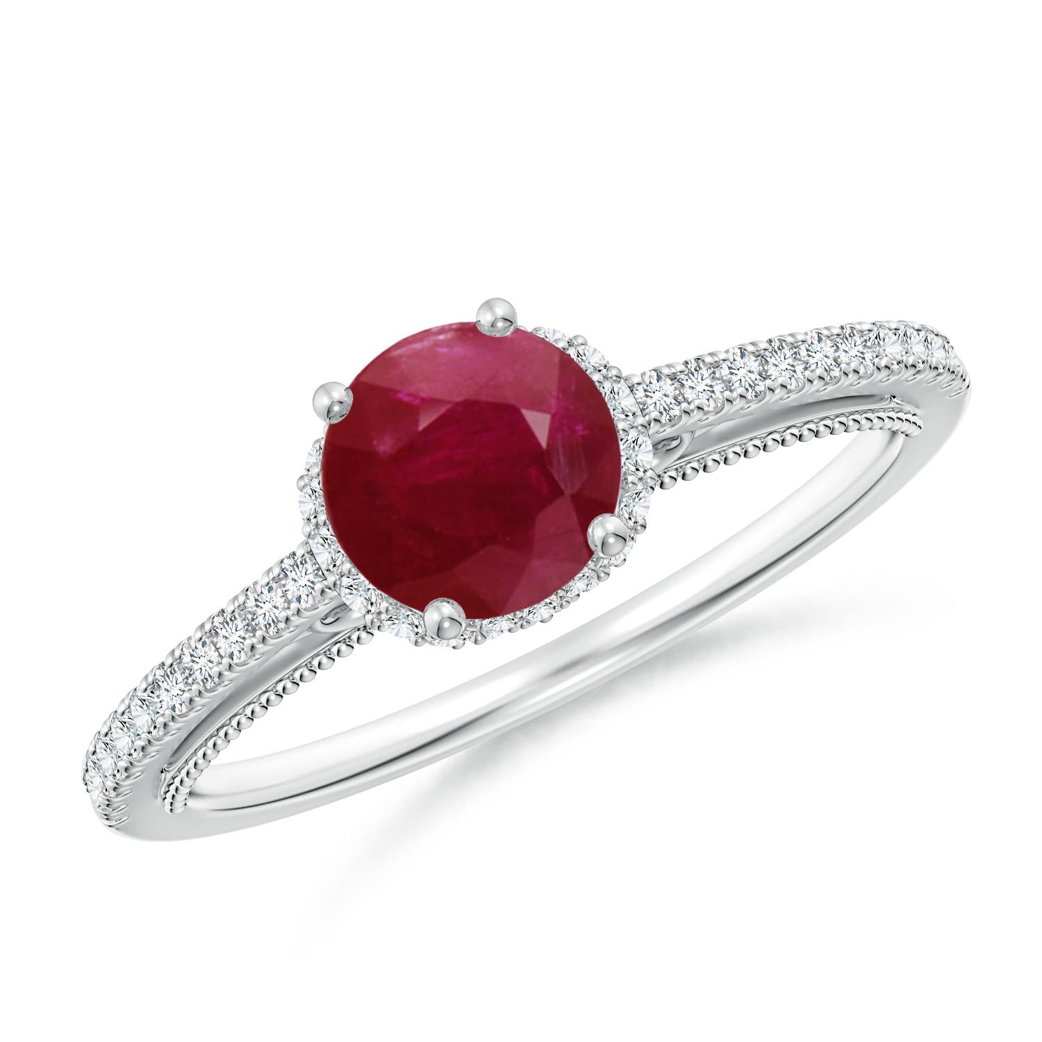 A - Ruby / 1.3 CT / 14 KT White Gold