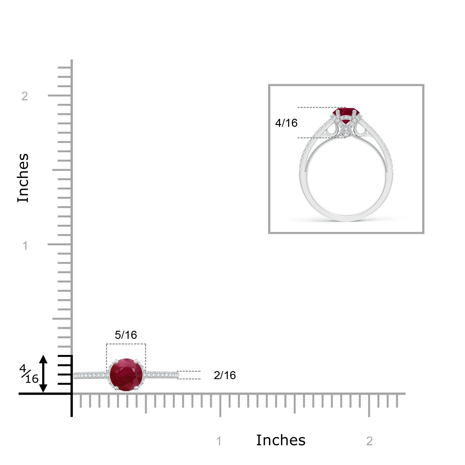 A - Ruby / 1.3 CT / 14 KT White Gold