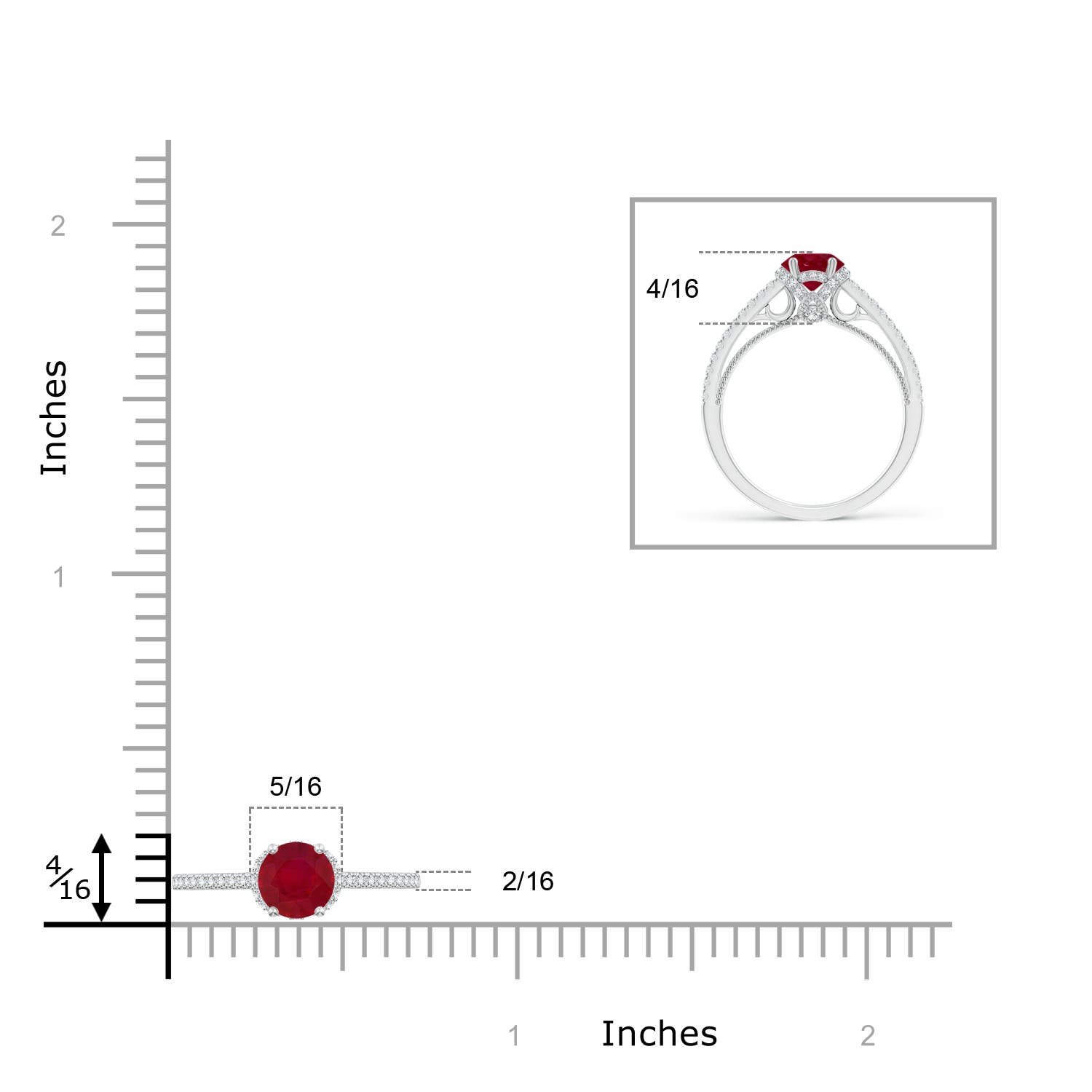 AA - Ruby / 1.3 CT / 14 KT White Gold