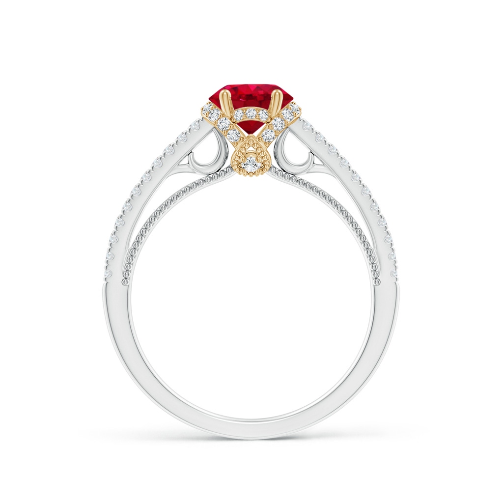 6mm AAA Vintage Inspired Round Ruby & Diamond Filigree Ring in White Gold Yellow Gold Product Image