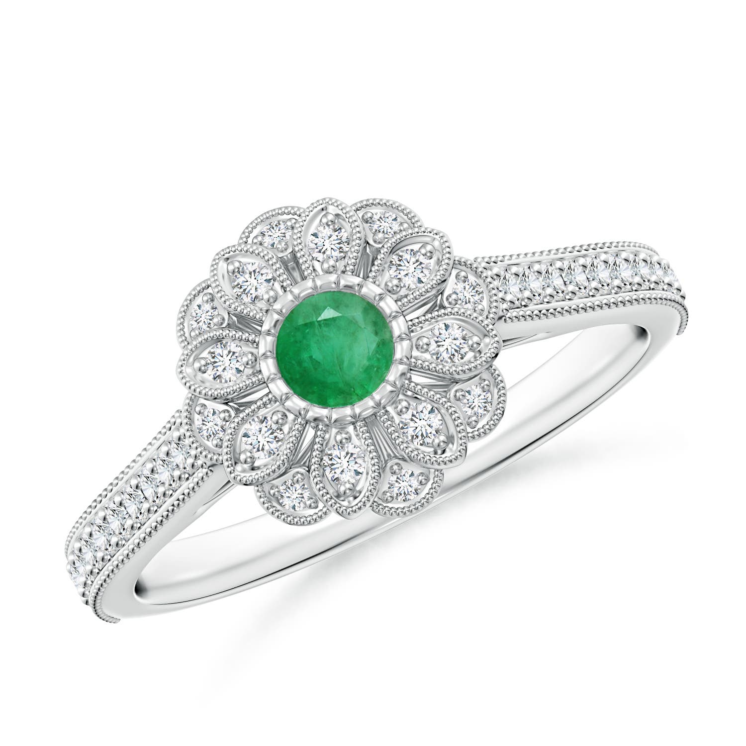 A - Emerald / 0.4 CT / 14 KT White Gold