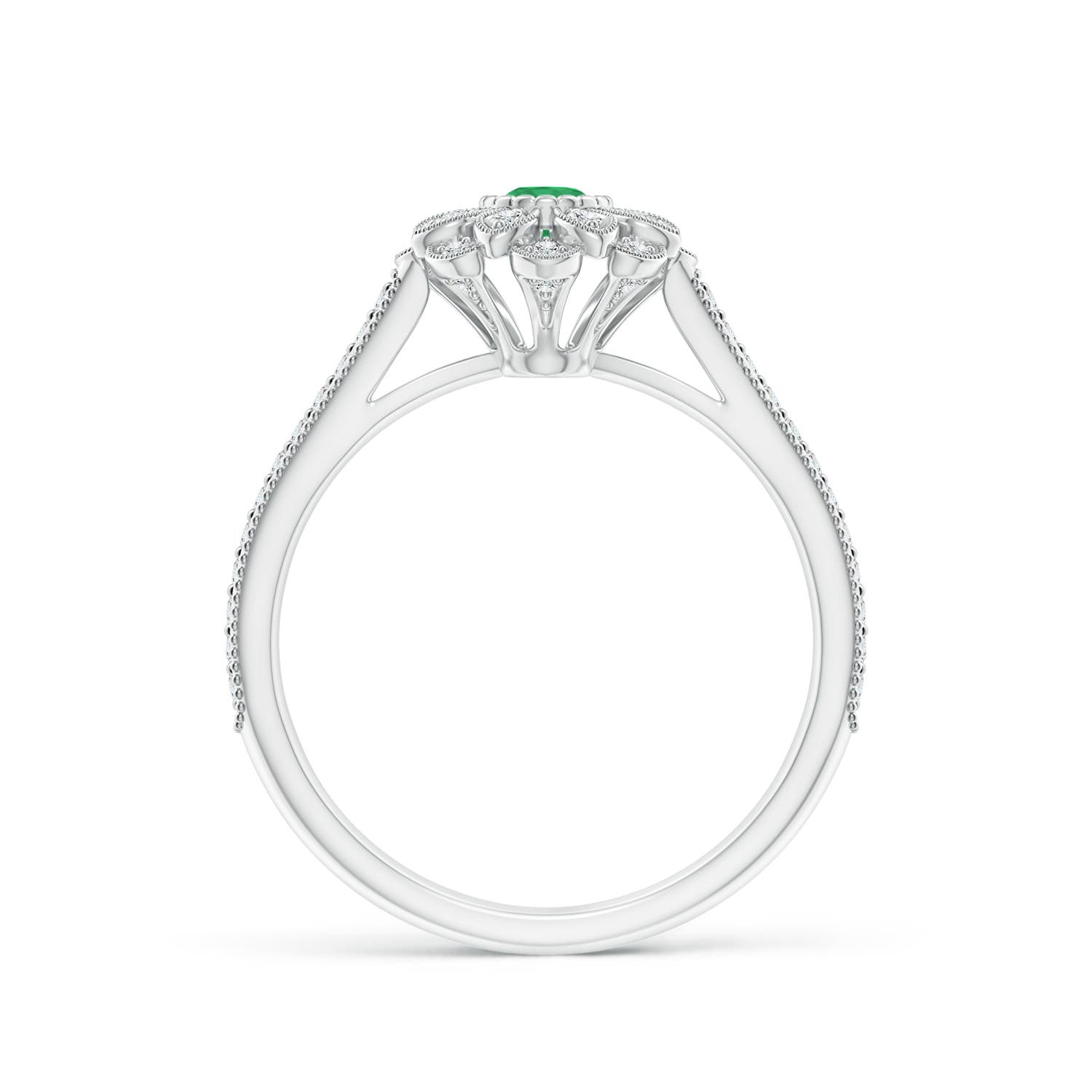 A - Emerald / 0.4 CT / 14 KT White Gold