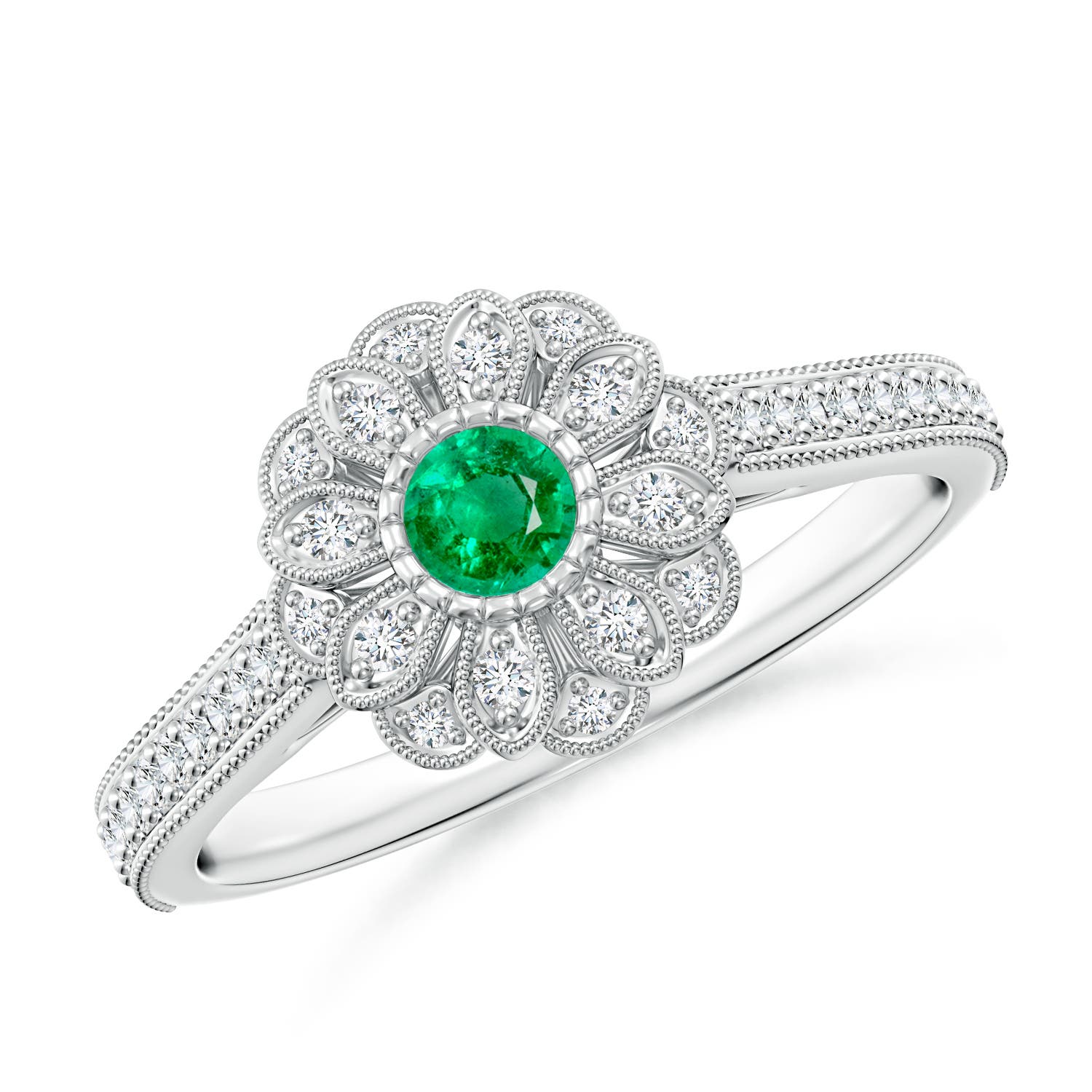 AAA - Emerald / 0.4 CT / 14 KT White Gold