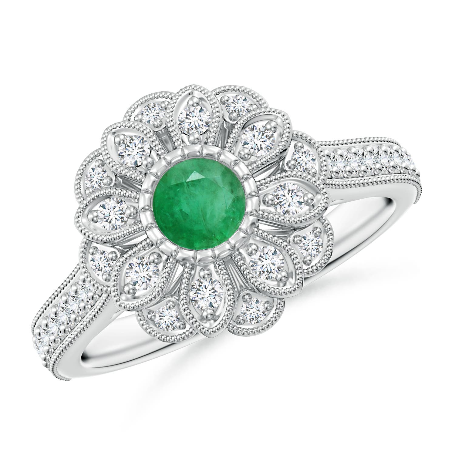 A - Emerald / 0.72 CT / 14 KT White Gold