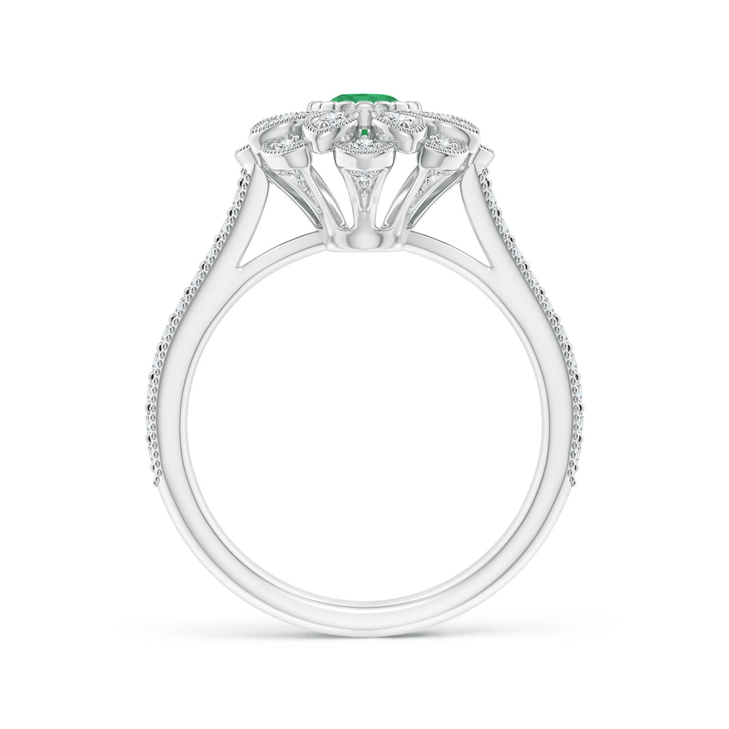 A - Emerald / 0.72 CT / 14 KT White Gold