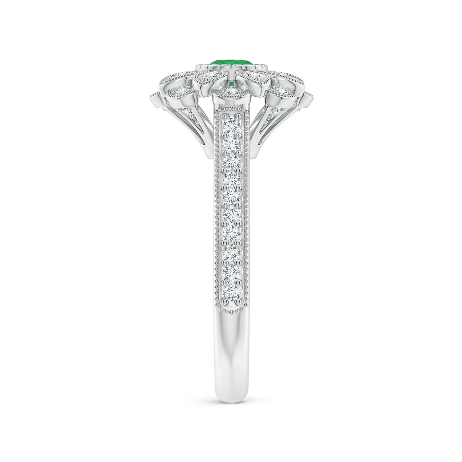 A - Emerald / 0.72 CT / 14 KT White Gold