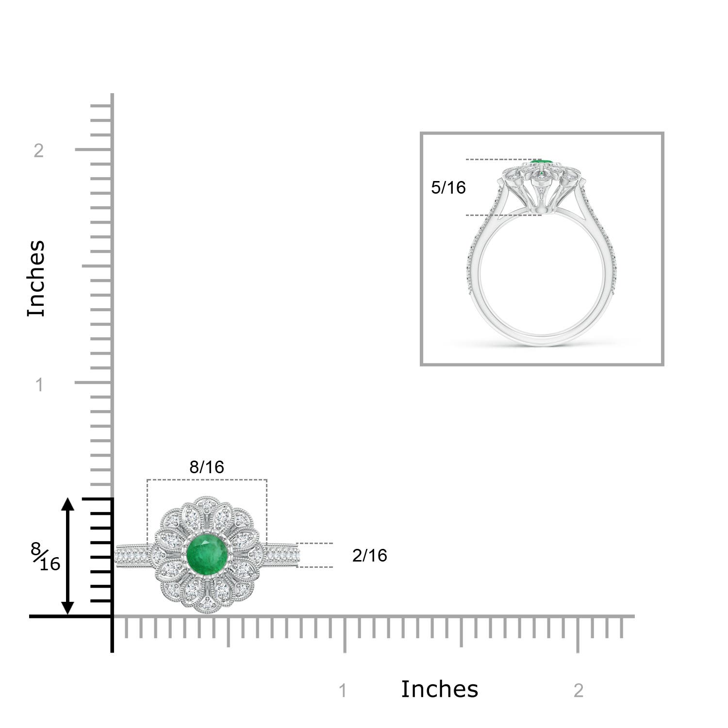 A - Emerald / 0.72 CT / 14 KT White Gold