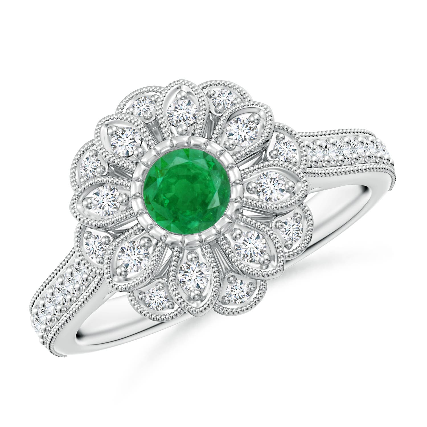 AA - Emerald / 0.72 CT / 14 KT White Gold