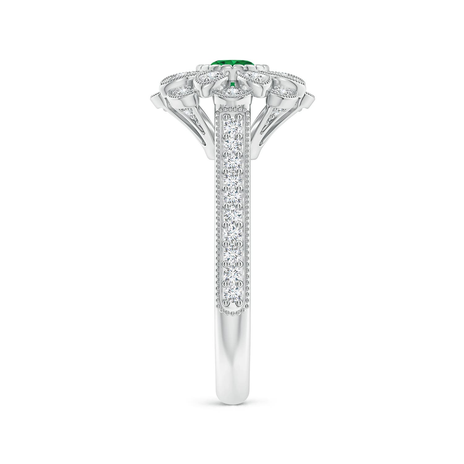 AAA - Emerald / 0.72 CT / 14 KT White Gold