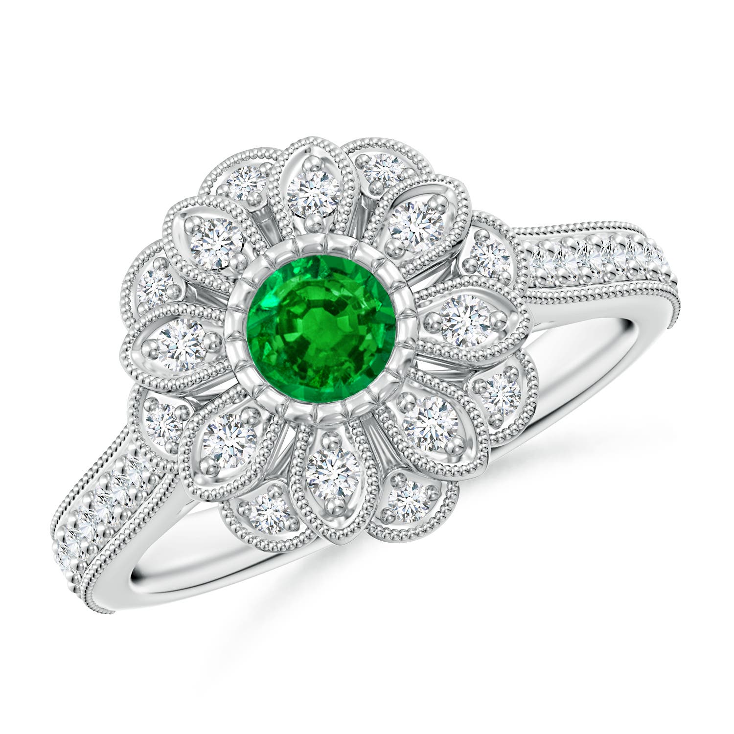 AAAA - Emerald / 0.72 CT / 14 KT White Gold