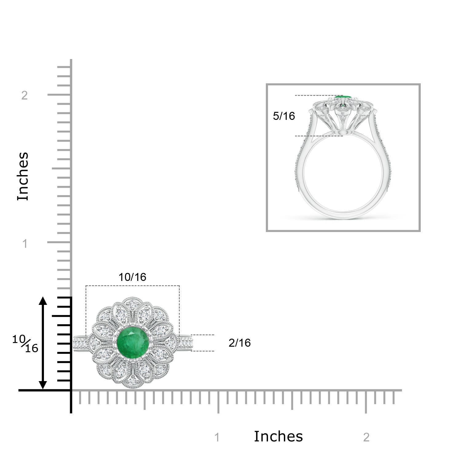 A - Emerald / 1.2 CT / 14 KT White Gold