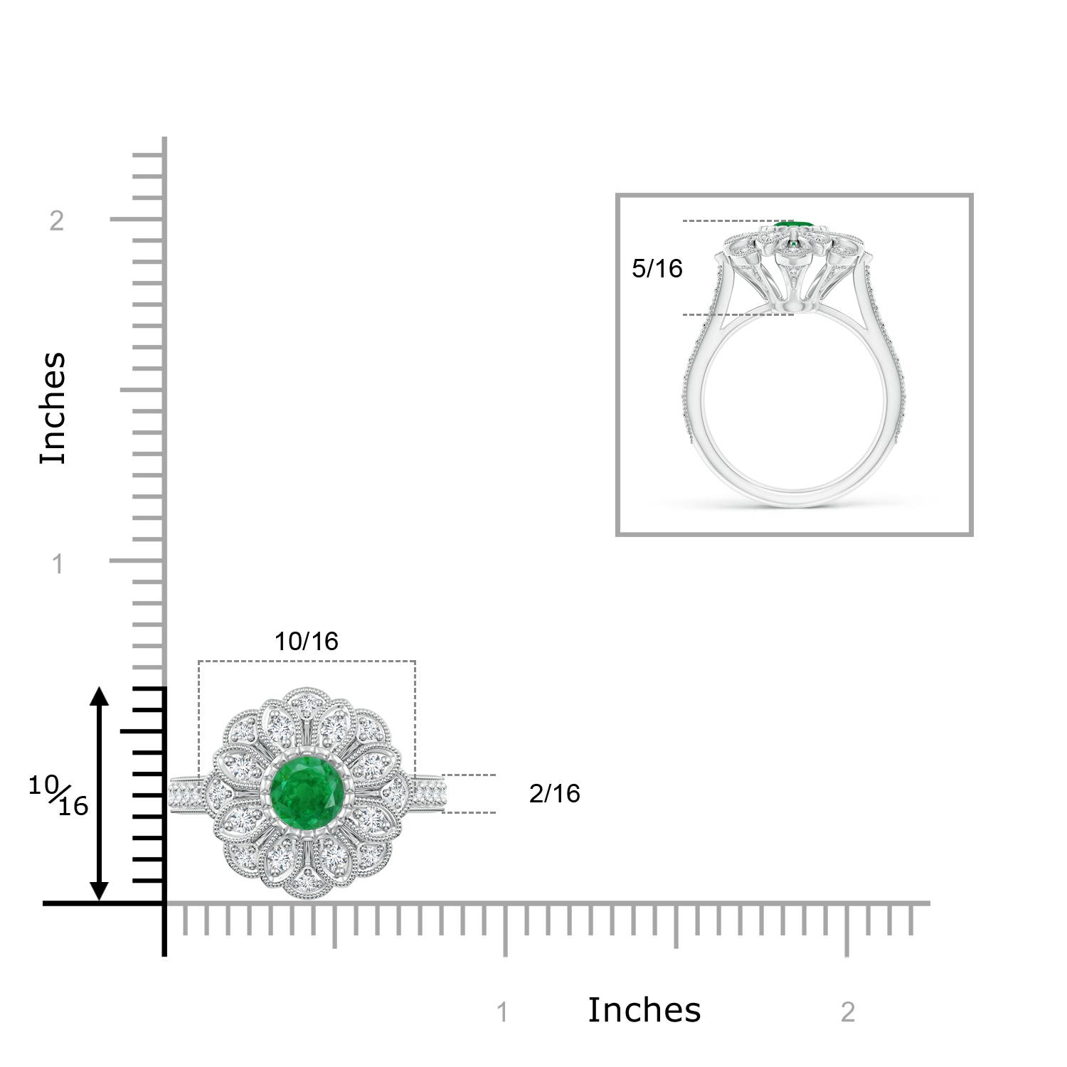 AA - Emerald / 1.2 CT / 14 KT White Gold