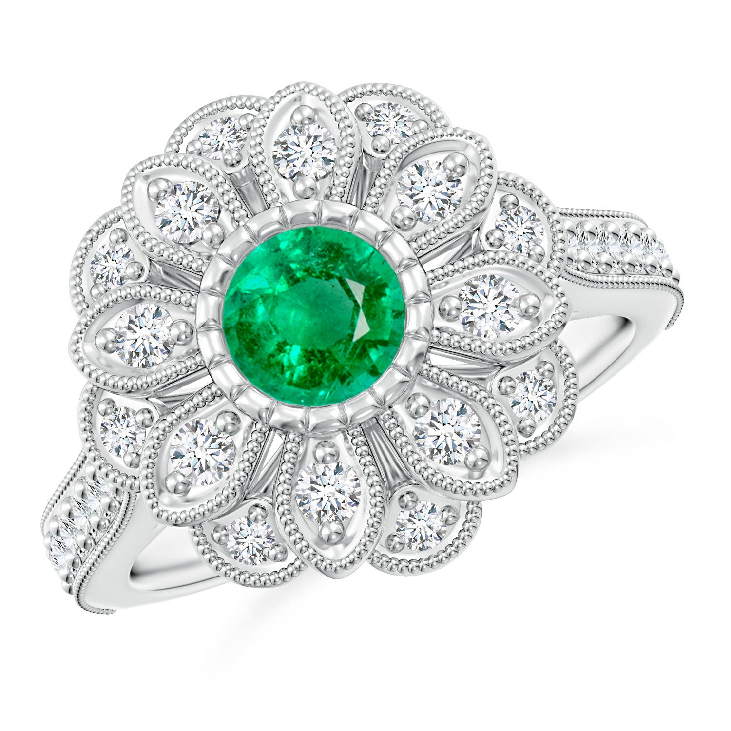 AAA - Emerald / 1.2 CT / 14 KT White Gold