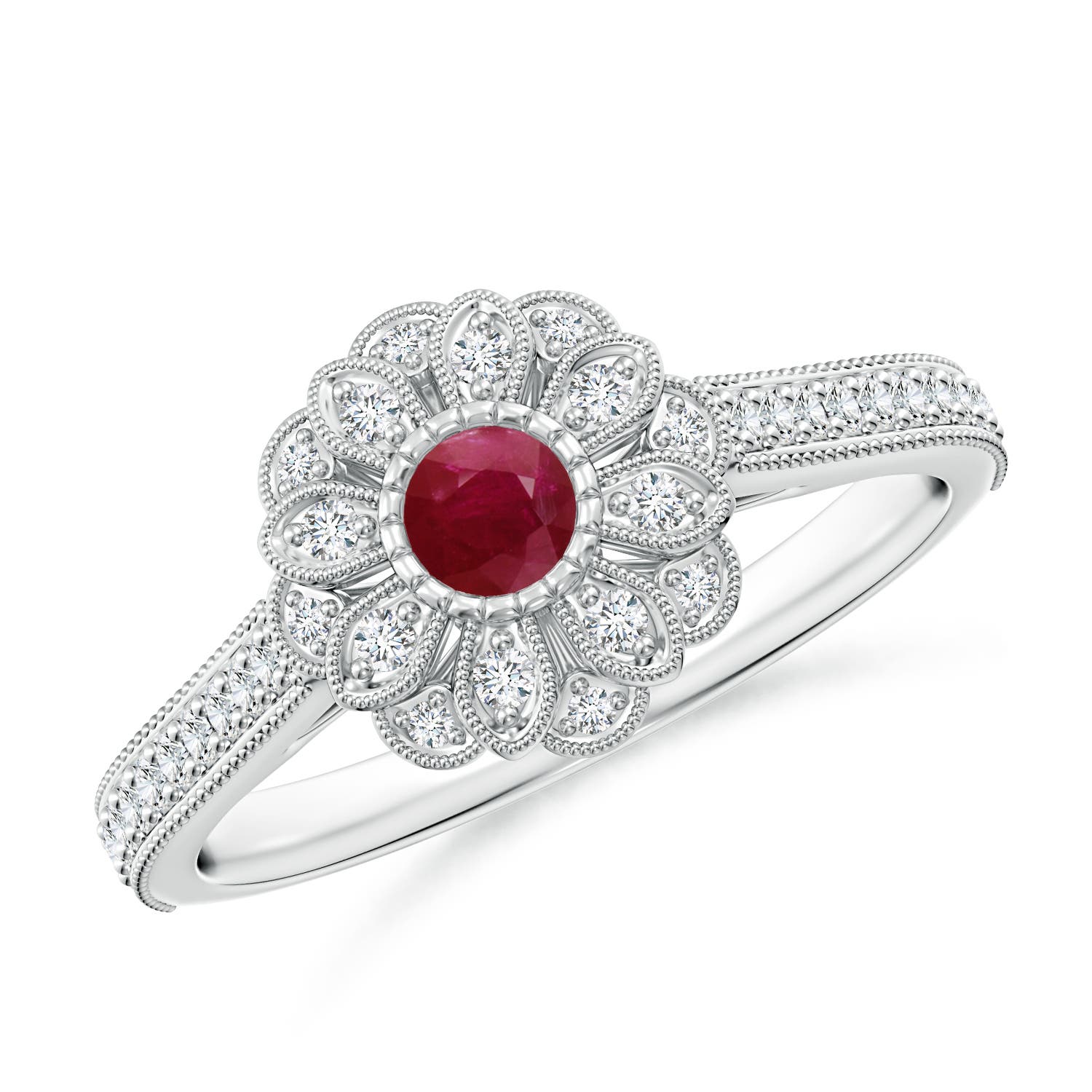 A - Ruby / 0.48 CT / 14 KT White Gold