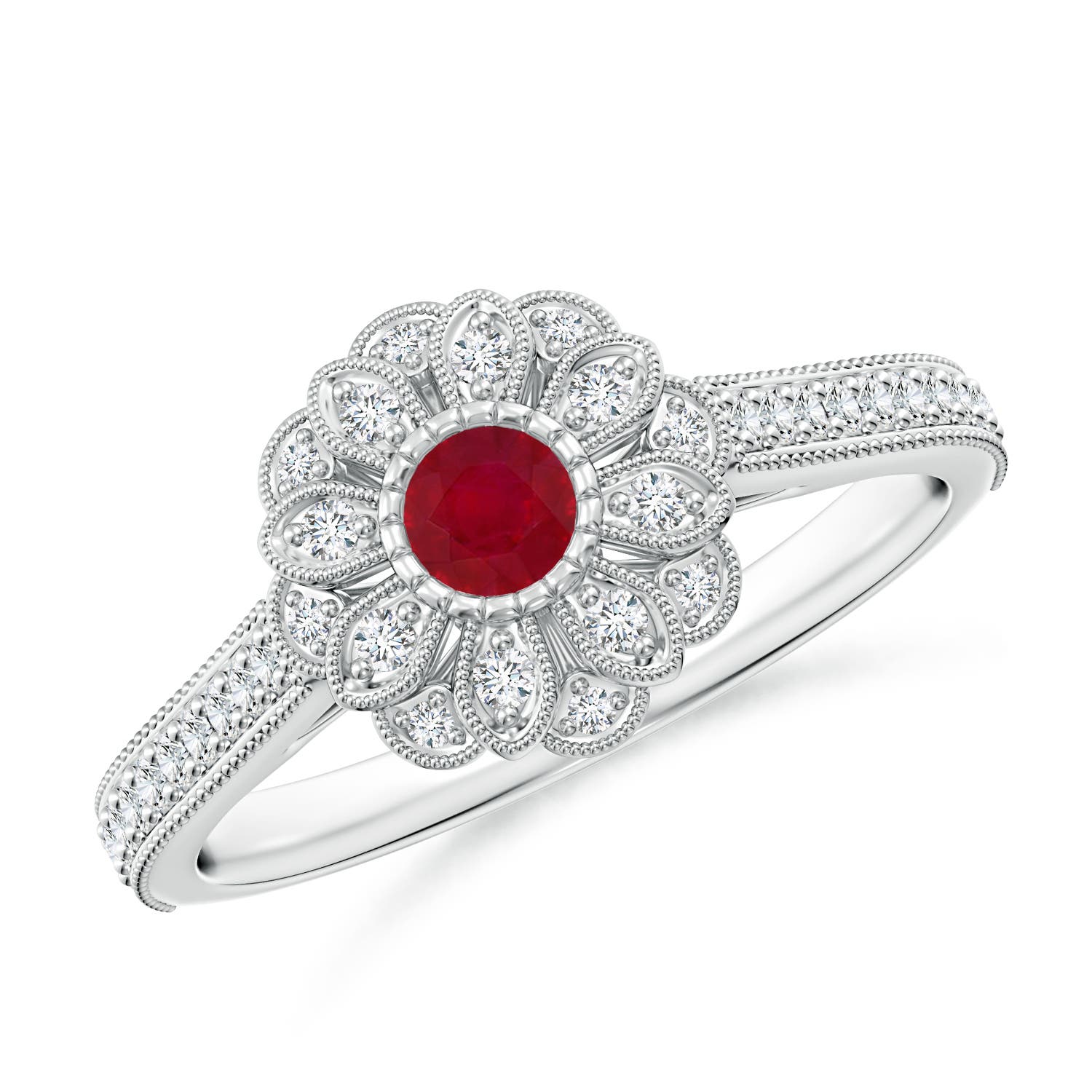 AA - Ruby / 0.48 CT / 14 KT White Gold