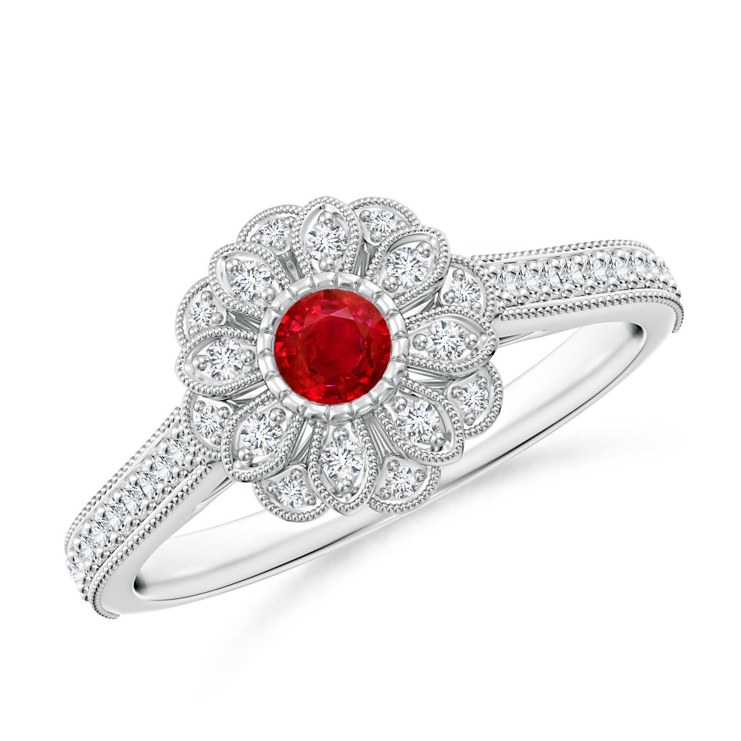 AAA - Ruby / 0.48 CT / 14 KT White Gold