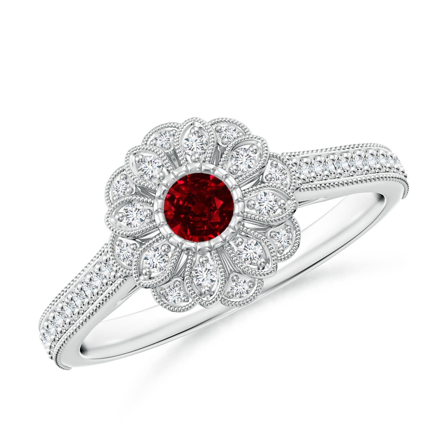 AAAA - Ruby / 0.48 CT / 14 KT White Gold