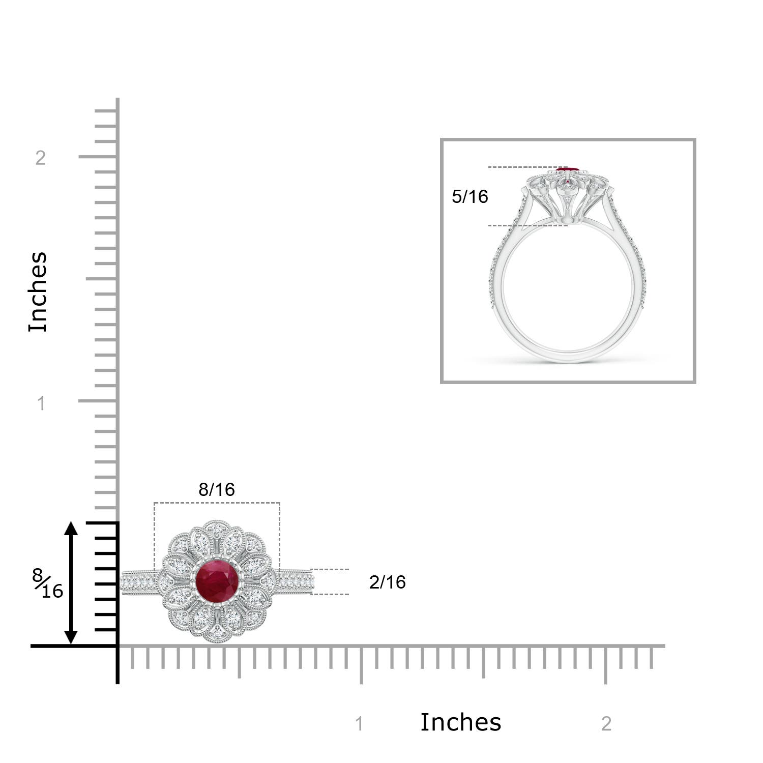 A - Ruby / 0.83 CT / 14 KT White Gold