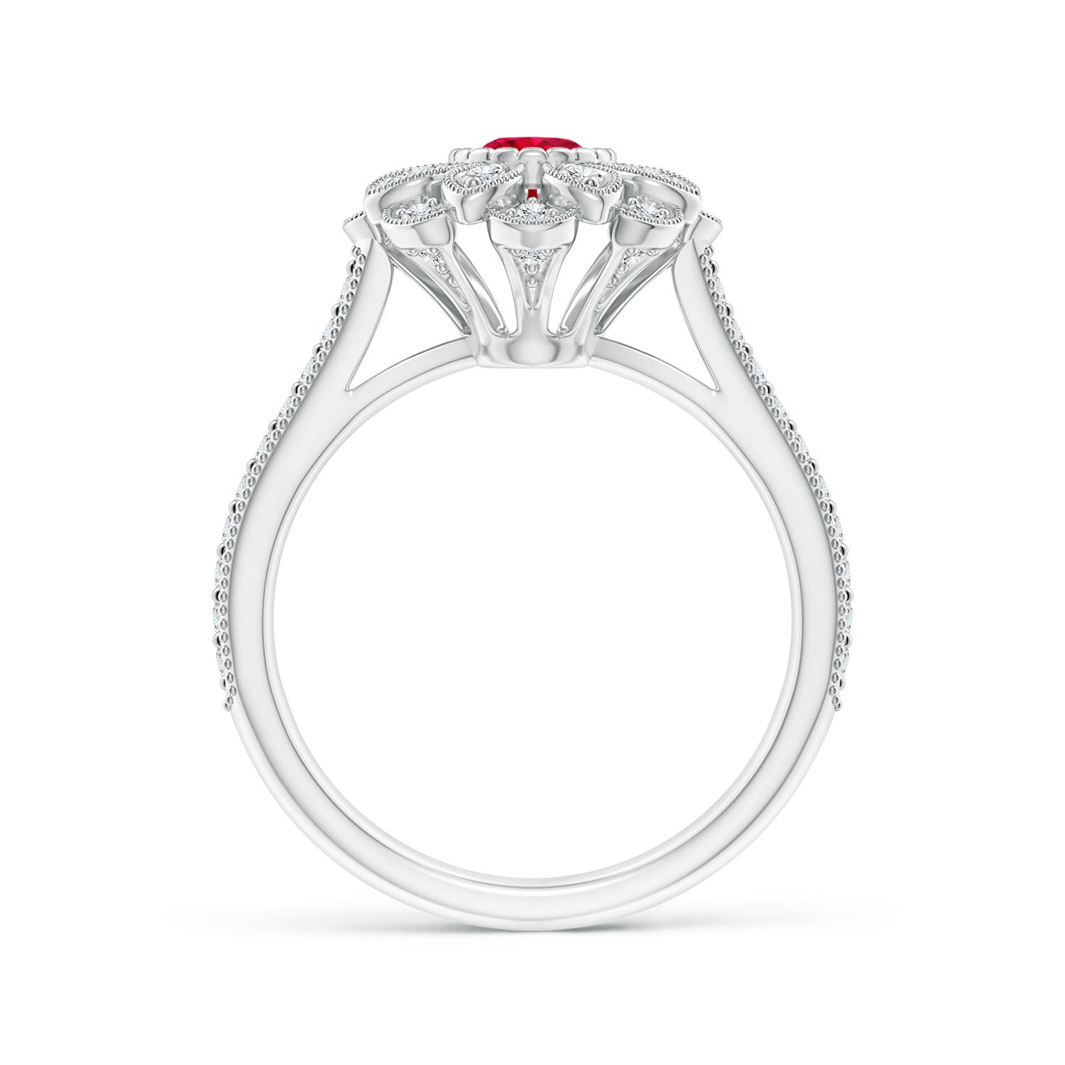 AAA - Ruby / 0.83 CT / 14 KT White Gold