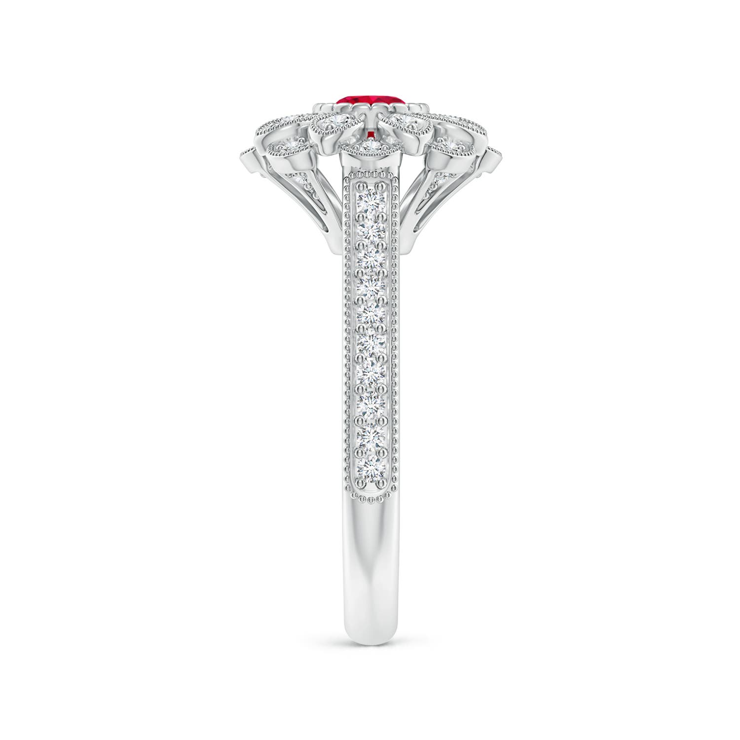 AAA - Ruby / 0.83 CT / 14 KT White Gold